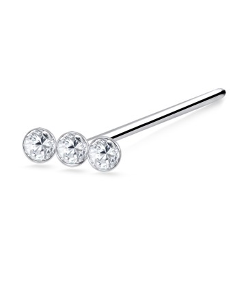 Triple Stone Straight Nose Stud NSKA-822